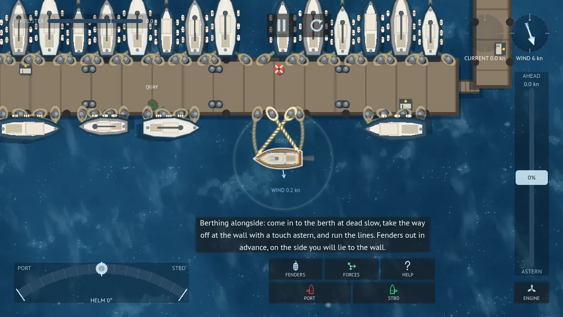 Lines ashore: take in slack on the winch, see which line holds