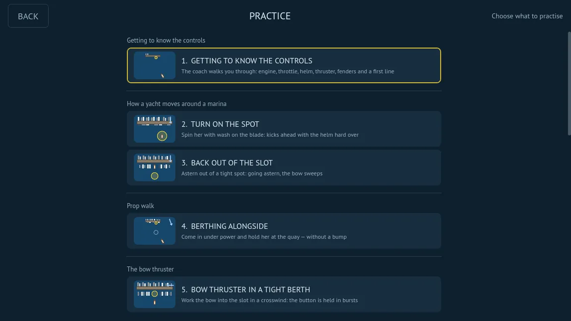 14 practice sessions grouped by topic