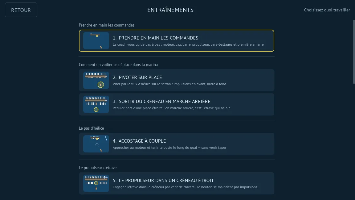14 entraînements regroupés par thème